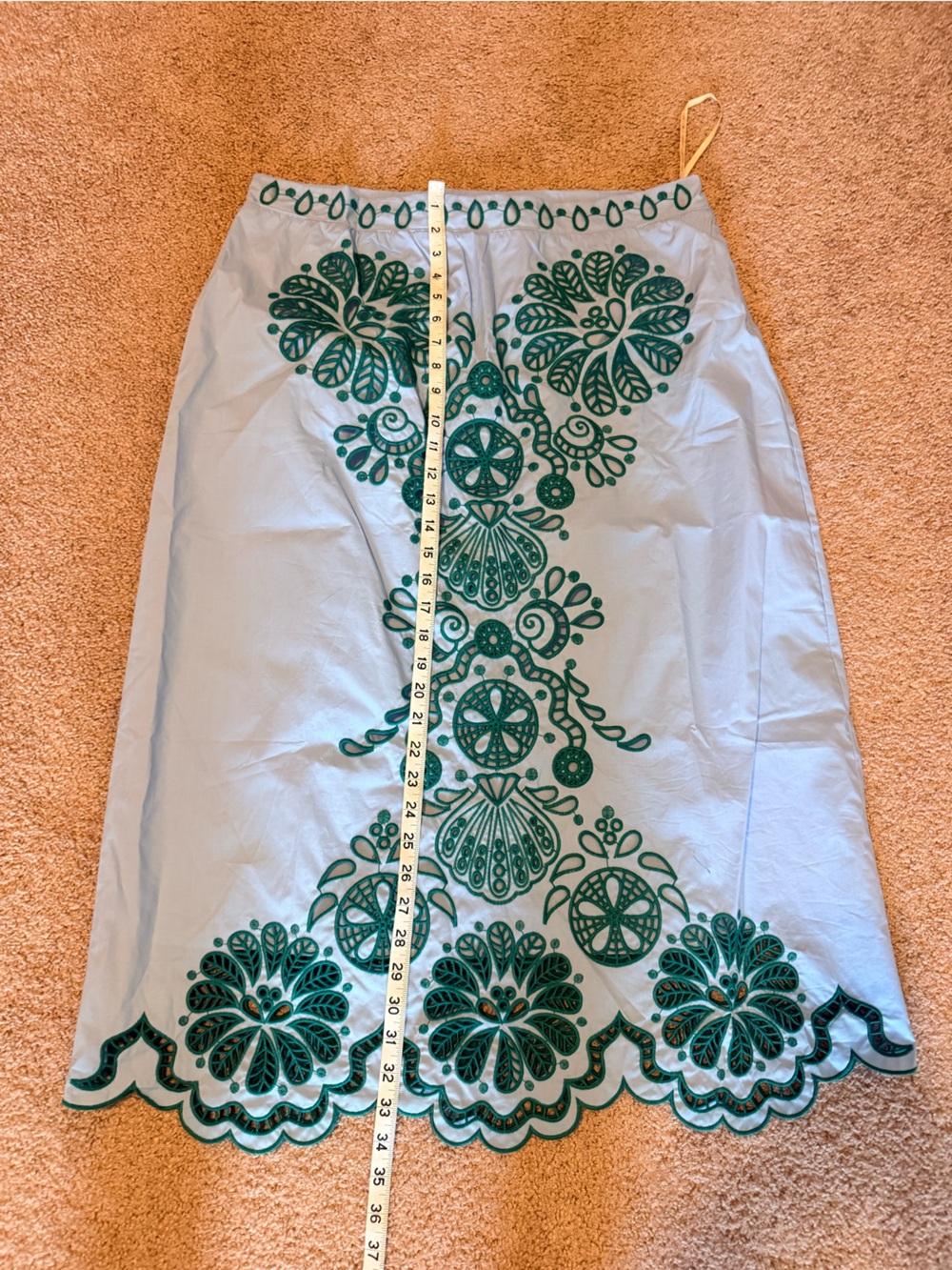 FARM Rio 2-Piece Embroidered Richelieu Crop Top and Midi Skirt Set Blue Green - Picture 14 of 16